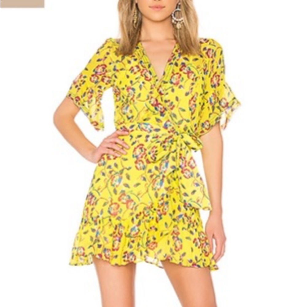 Tanya Taylor Silk Yellow Floral Dress